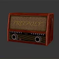 Vintage Red FreePoly Radio With Classic Design And Control Knobs On Reflective Surface 3d model