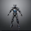 Futuristic Robot Character With Detailed Metallic Armor And Blue Glowing Elements
