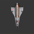 Spaceship Model With White Body Red Star Black Wings And Reflective Surface