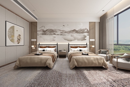 Hotel Standard Room Single Room Double Room 3d model