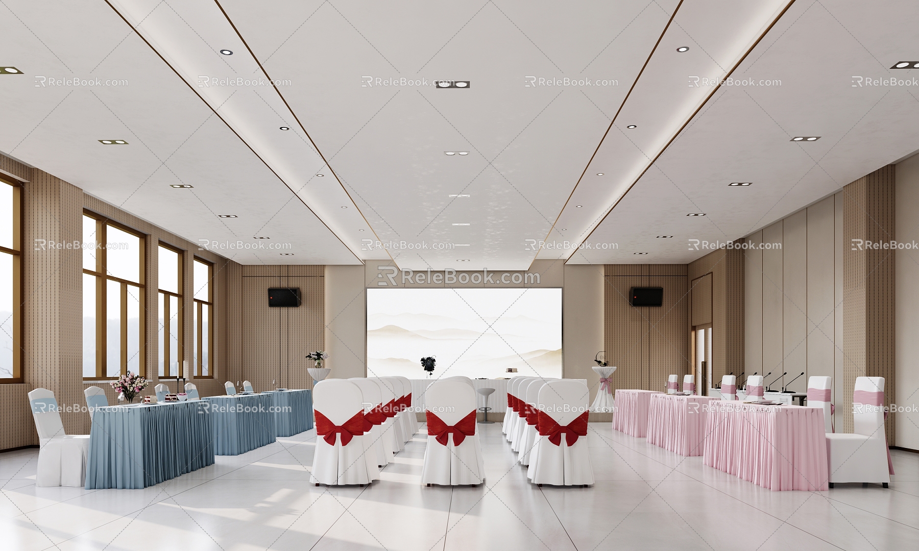 Wind Hotel Lobby Ballroom Reception Hall Wedding Hall 3d model