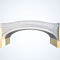 Decorative Arch Bridge as Road Facility with Ornate Railings Stone Base and Gray Pavement