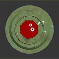 Mechanical Equipment With Green Base Red Top Component Circular Ring Gear Structure And White Markers