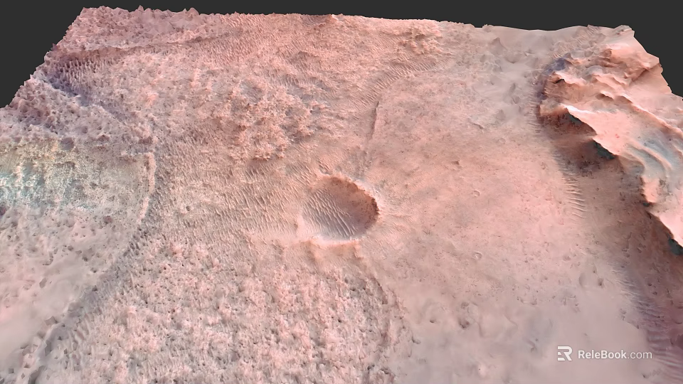 Mars Surface Crater And Rocky Terrain Features In Space Exploration 3d model 