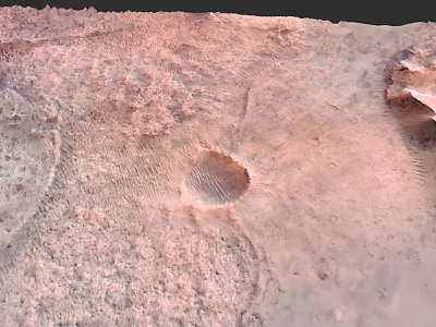 Mars Surface Crater And Rocky Terrain Features In Space Exploration 3d model