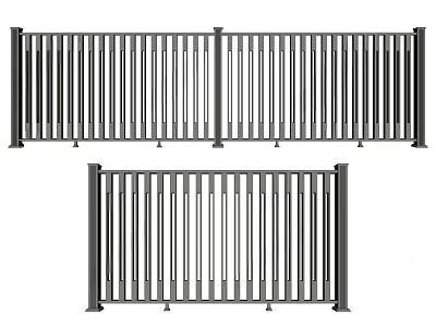 Modern Metal Railings With Vertical Bars For Outdoor Balcony And Staircase Design 3d model