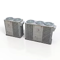 Two Gray Air Conditioning Units With Top Mounted Fans And Grille Design
