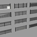 Stylish Metal Fence Designs With Various Patterns And Horizontal Slats 3d model