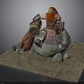 Red Haired Bearded Man Sitting On Rock Holding Barrel And Mug Wearing Armor