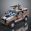 Bulletproof Car Armed Jeep Armed Car Armed Bulletproof Car Military Jeep Off-road Jeep Humvee 3d model