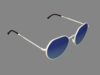 Stylish Jewelry Sunglasses With White Frame Blue Lenses And Brown Temple Design 3d model