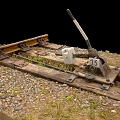 Rustic Railroad Switch Mechanism With Track Lever Number 13 Gravel And Wooden Ties