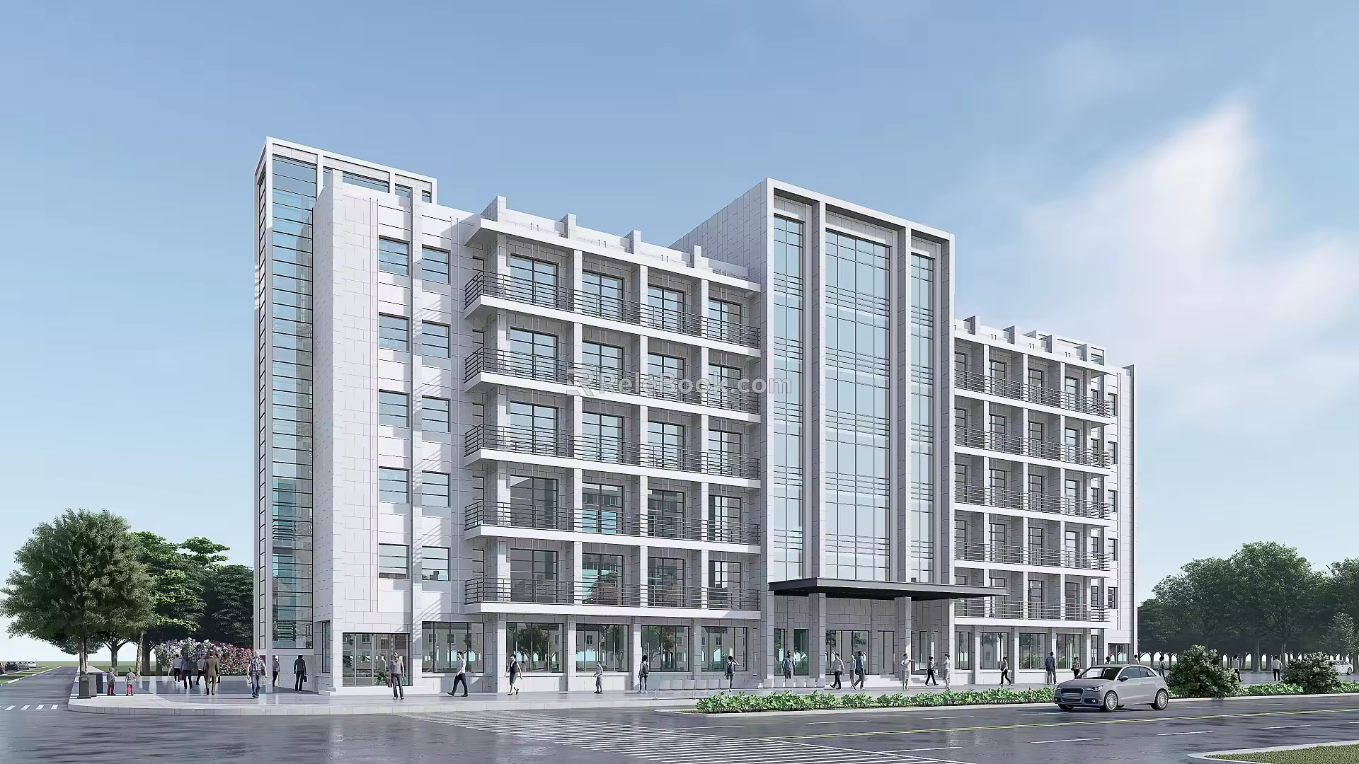 modern office building multi-storey office building 3d model