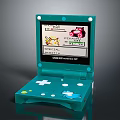 Teal Retro Handheld Game Console With Screen Displaying Game Graphics And Buttons
