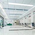 Modern Service Hall Interior Design With Spacious Corridor White Floor And Long Ceiling Lights 3d model