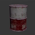 Rusty Metal Barrel Featuring Silver Top Red Bottom Peeling Paint And Stained Surface 3d model