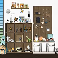 Kids Room With Wooden Storage Shelves Wall Decor Organized Toys And Figurines