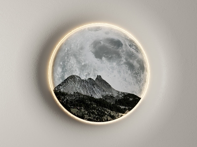 Landscape painting moon wall lamp moon plaster lamp 3d model