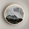 Landscape painting moon wall lamp moon plaster lamp 3d model