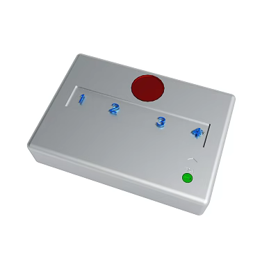 Silver Control Device With Red Button Numbers 1 2 3 And Green Indicator Light 3d model