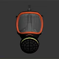 Fire Safety Respirator Mask With Transparent Face Shield Orange Frame And Filter Canister Head Straps