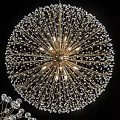 Dandelion Shaped Crystal Chandelier With Golden Metal Frame And Sparkling Lighting
