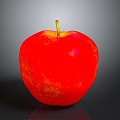 Fresh Red Shiny Apple With Yellow Stem On Grey Background