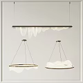 Elegant Modern Chandeliers With Wavy Shapes And Circular Metal Frames For Interior Decor 3d model