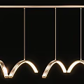 Modern Geometric Chandeliers With Hanging Illuminated Curved Zigzag And Linear Design Shapes