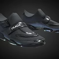 Prada Black Modern Shoes With Breathable Mesh Velcro Strap And Illuminated Sole