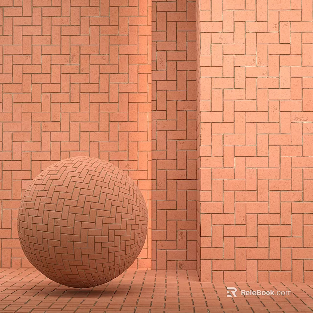 Intricate Red Brick Sphere Structure With Woven Texture Brick Wall Design 3d model 