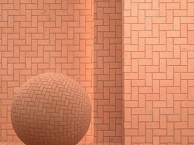 Intricate Red Brick Sphere Structure With Woven Texture Brick Wall Design 3d model