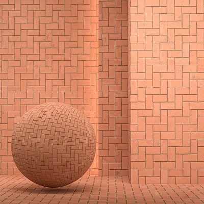 Intricate Red Brick Sphere Structure With Woven Texture Brick Wall Design 3d model