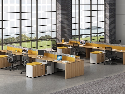 Open Office Area Desk Workstation Staff Office with Bed Workstation Financial Office Staff Office Screen Workstation Screen 3d model