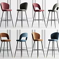 Modern Colorful Bar Stools With Velvet Upholstery And Metal Legs Design