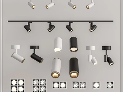 Modern Downlights And Spotlights With Various Black White Styles Track Recessed Design 3d model