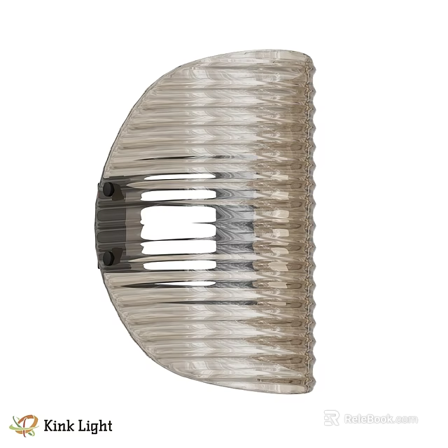 Contemporary Transparent Ribbed Wall Light With Sleek Metal Base Design 3d model 