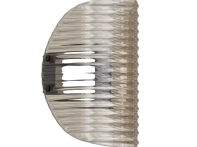 Contemporary Transparent Ribbed Wall Light With Sleek Metal Base Design 3d model
