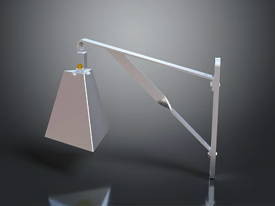 Silver Metal Cantilever Arm Equipment With Conical Component Mounting Bracket And Reflective Surface 3d model