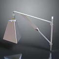 Silver Metal Cantilever Arm Equipment With Conical Component Mounting Bracket And Reflective Surface 3d model