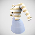 Stylish Striped Cropped Top With Zipper And Long Sleeves Light Blue Skirt