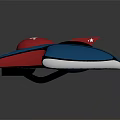 Space Patrol Vehicle Model In Blue Red And White With Streamlined Design And Glossy Finish