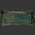 Decorative Ceramic Tray With Blue Green Glaze And Gold Rabbit Patterns