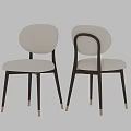 Modern Accent Chair with Round Backrest Soft Cushion Dark Brown Wood Legs Gold Metal Accents
