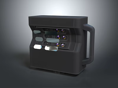 Compact Portable Black Electronic Device With Handle Front Panel Buttons And Indicators 3d model