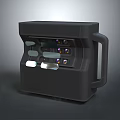 Compact Portable Black Electronic Device With Handle Front Panel Buttons And Indicators