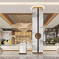 Luxurious Property Sales Office Interior With Grand Chandelier Marble Water Feature And Floor To Ceiling Windows