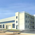 Modern Industrial Factory Building With Multi Story Structure And Large Glass Windows