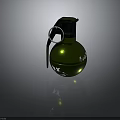 Green Acid Grenade with Skull and Crossbones Symbol on Metallic Surface