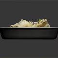 Delicious Grilled Meat Wrap With Fresh Vegetables And Herbs In Paper Bowl